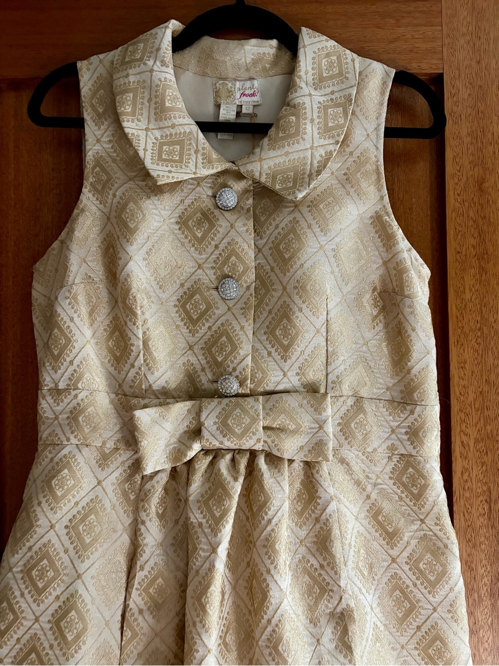 Plenty by Tracy Reese Gold Brocade Mini Dress with Bow - Picture 6 of 8